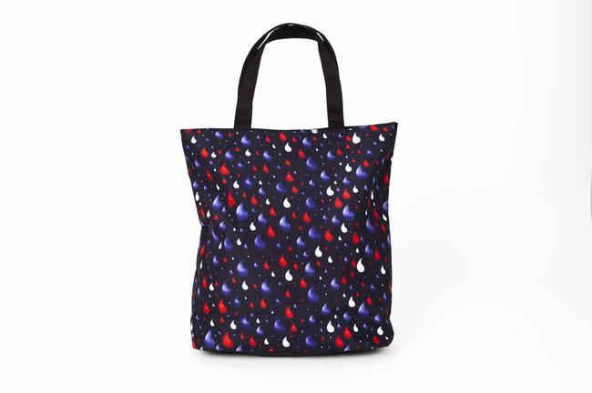 blue, red and white bag