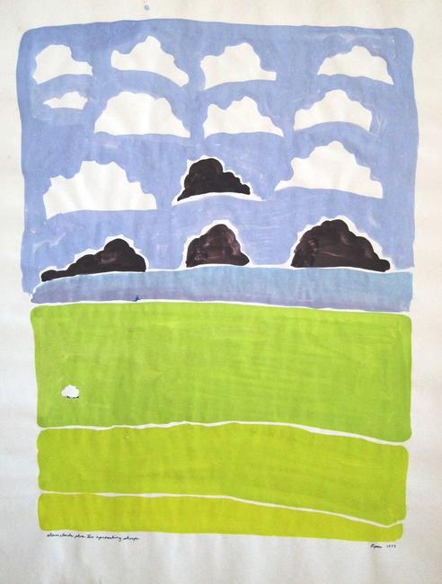 Storm Clouds Plus Ten Aproaching Sheep