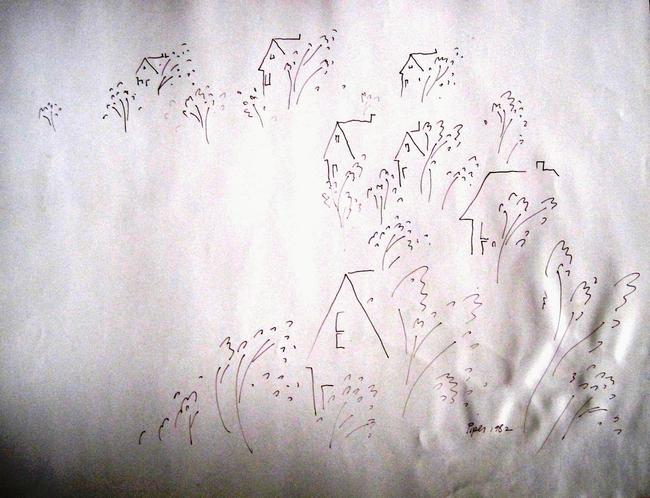 trees and houses