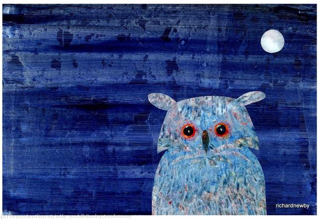 Blue Owl Acrylic collage width=