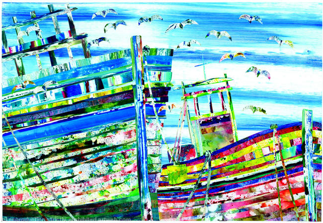Old Boats and Seagulls