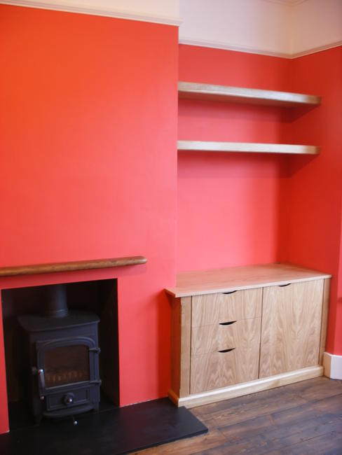 oak floating shelves