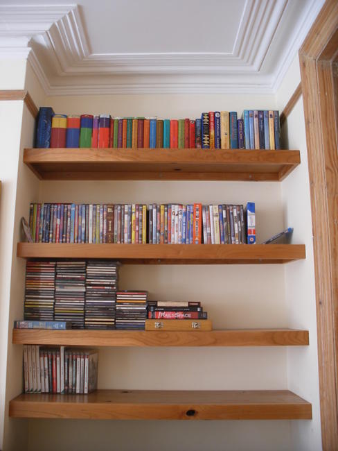 cherry floating shelves