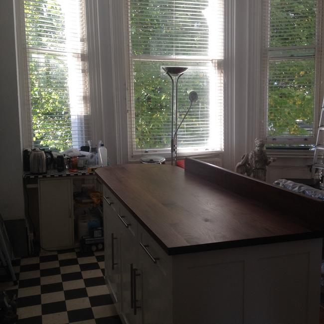 bespoke kitchen unit with walnut top