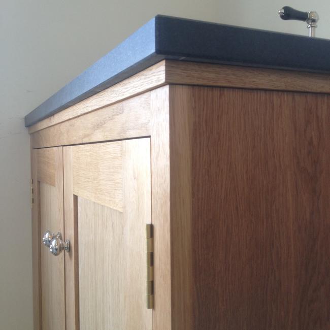 oak and slate bathroom cabinetry