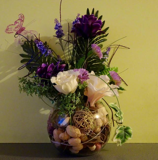 Bowl - purple & cream flowers