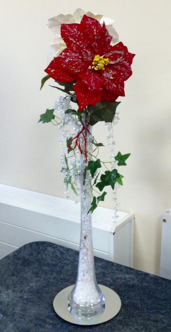 Red & White Poinsetta Vase
