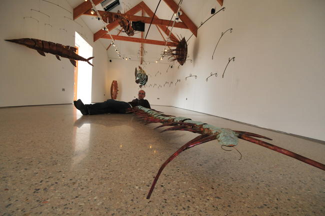 artist plus 300cm long centipede at Kestle Barton