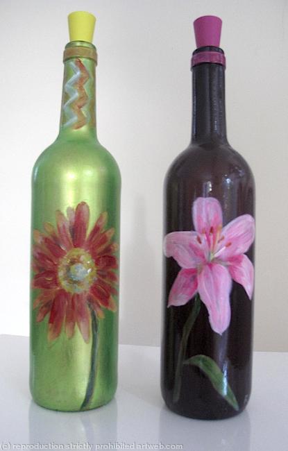 Flower design olive oil/vinegar bottles