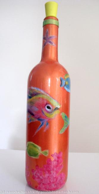 Tropical fish: olive oil/vinegar bottle