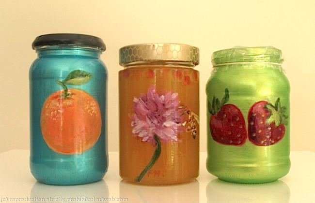 Jams: honey, marmelade and strawberry jam