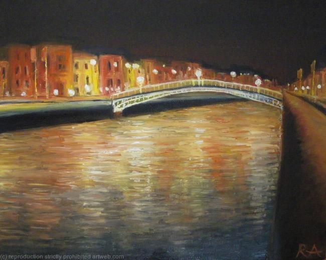 Ha'Penny Bridge by night, Dublin