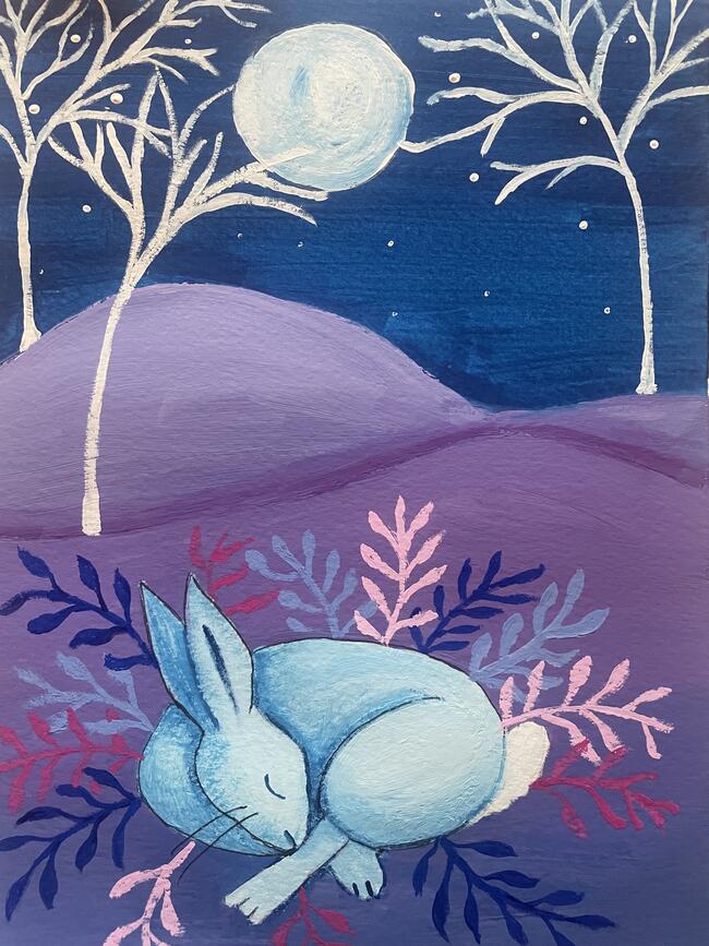 Sleeping Hare on Canvas