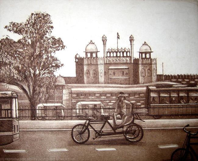 Cycle rickshaw at Lahore Gate, Delhi