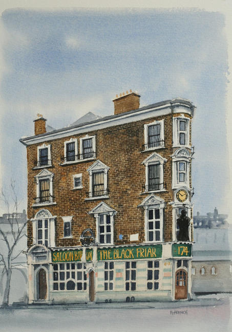 The Black Friar, Blackfriars, London. Watercolour 20x29cm
