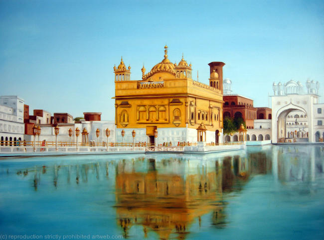 Oil Painting of The Golden Temple