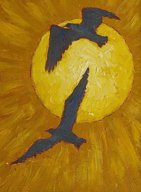 2 gulls against the sun