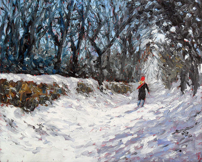 snowscape with red hat