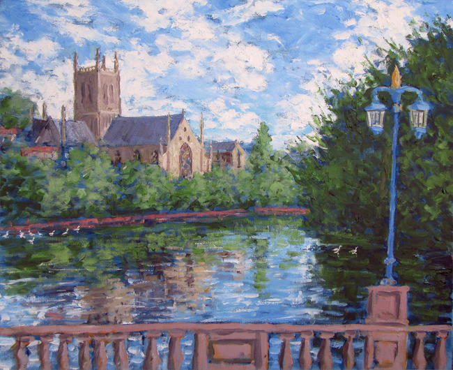worcester cathedral from bridge