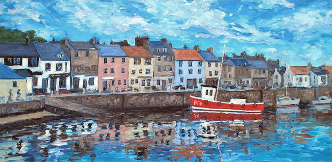 reflections in harbour, anstruther