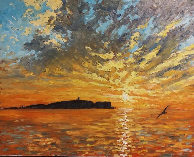 Sunrise over the May island, Fife