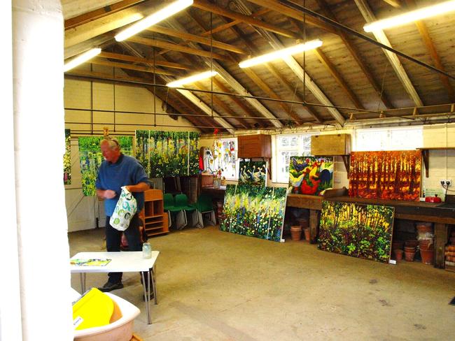 The FLORAL COLLECTION of paintings exhibited in the potting shed at Nymans