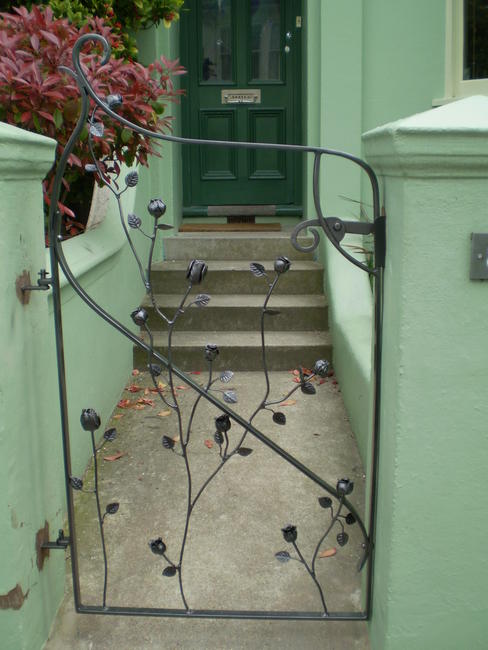 hand forged gate with roses