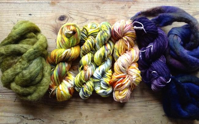 dyed wool tops and yarn