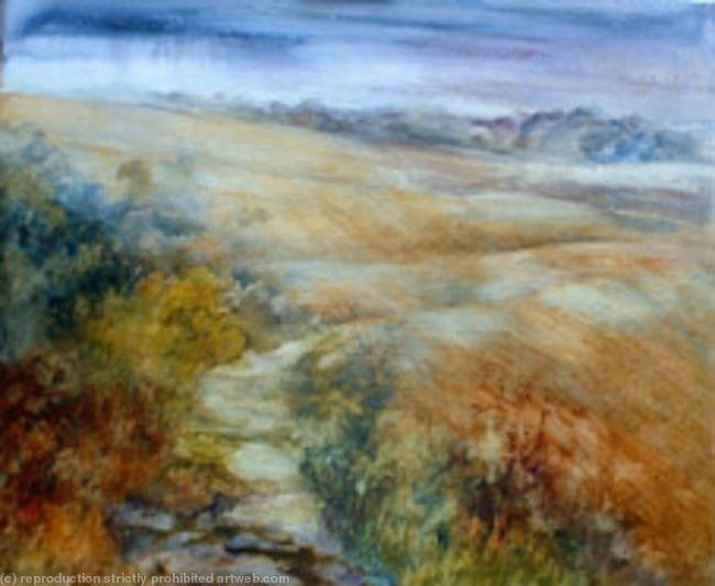 Downland sweep watercolour on canvas 40x60cm