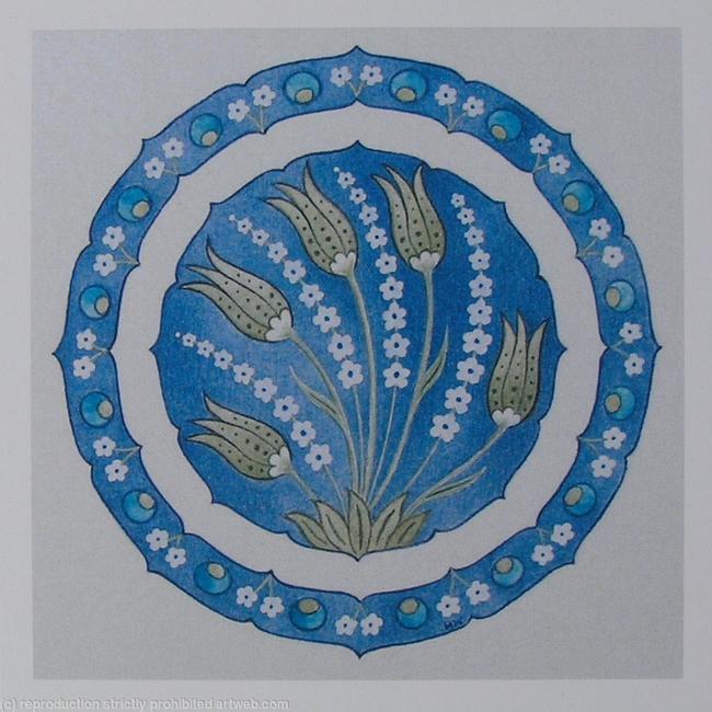 Iznik Plate: Green Tulips