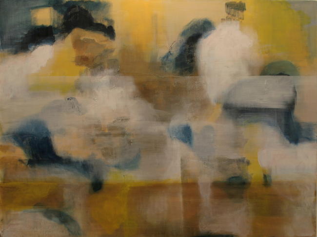 untitled bronze, blue and white