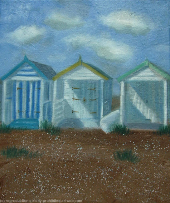 Beach huts in summer