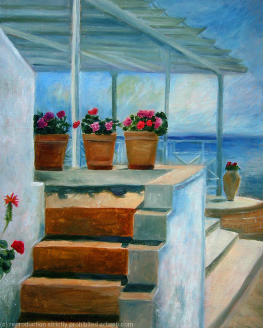 Flowerpots in Greece