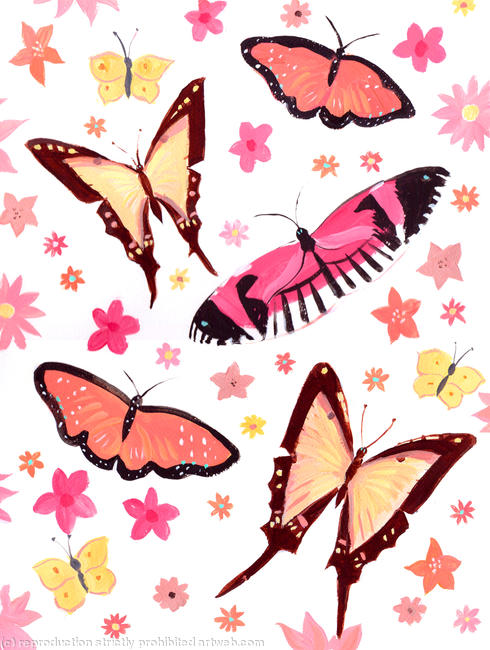 Butterflies in warm tones