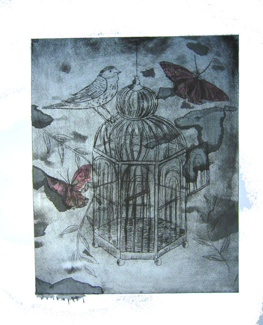 Birdcage with butterflies
