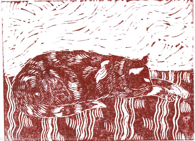 I've had enough now lino print