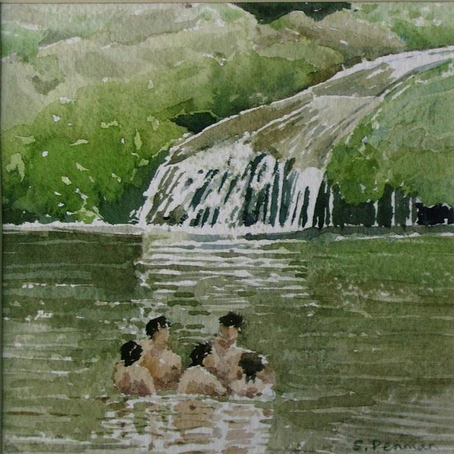 River bathing, Cuba