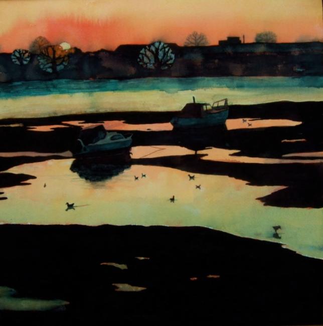 Sunset with Birds by Krysia Drury