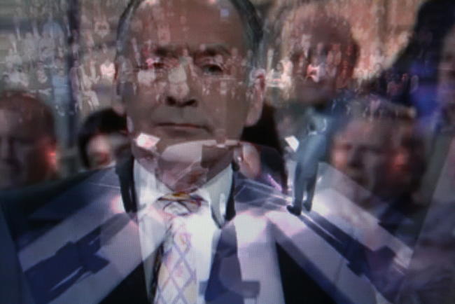 TV debate: photo taken as TV screen changing scene