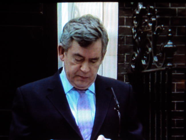 Brown's last speech photo from TV