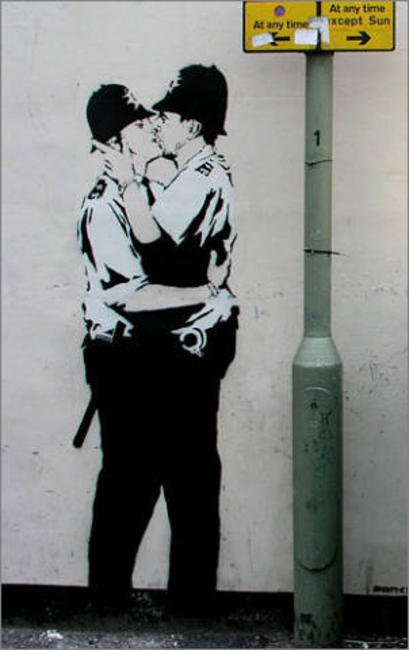 Banksy (Kissing policemen, Prince Albert pub, Brighton) width=