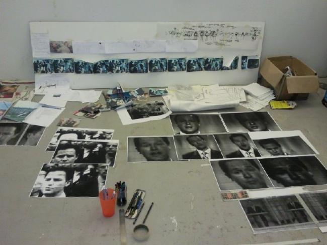 Prep. photos on floor of my MA studio space