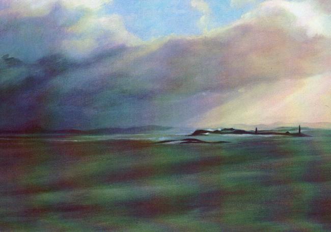 Bamburgh Castle from Holy Island: card