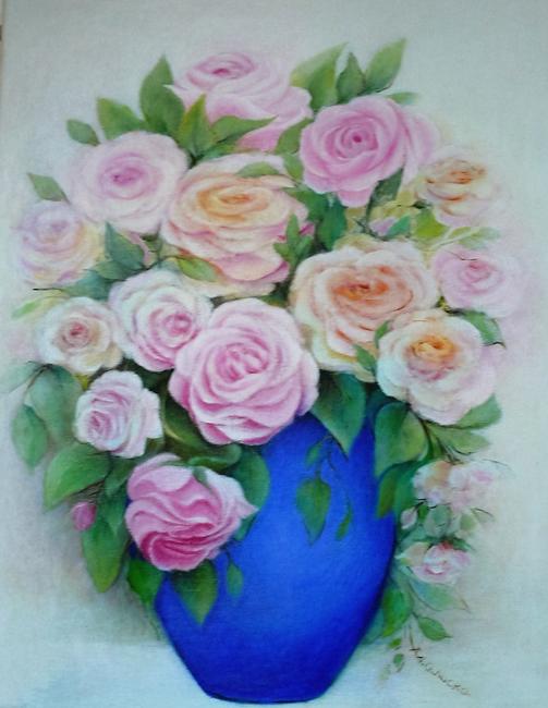 Roses In Blue Vase