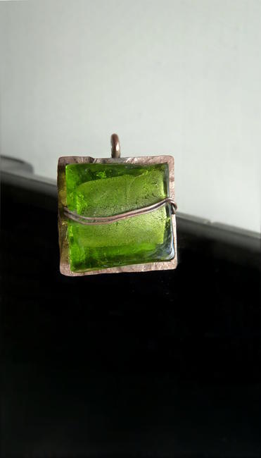Green dichcroic glass pendant