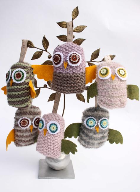 Hand-Knitted owls
