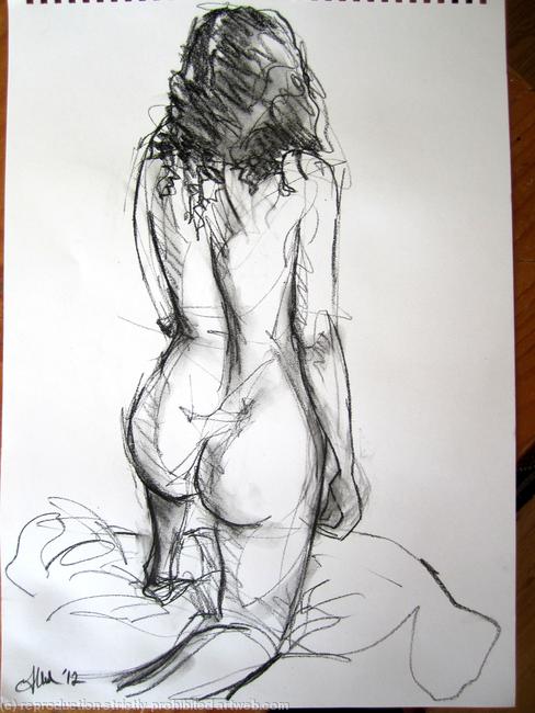 Rebecca, kneeling on one knee