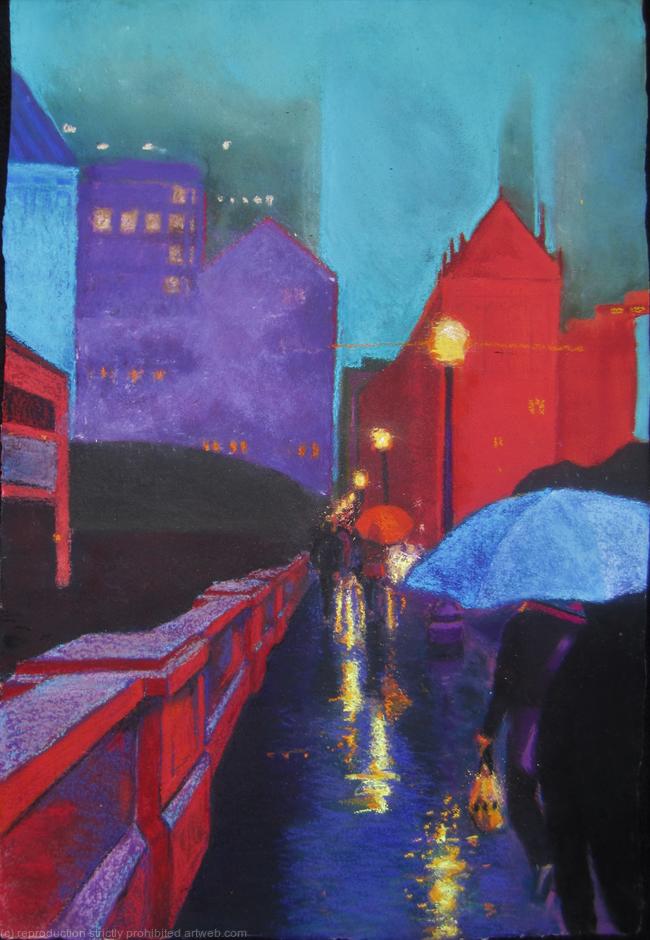 Chicago Street, Rainy Evening (homage to Paris Street, Rainy Day, by Gustave Caillebotte, Art Institute of Chicago)