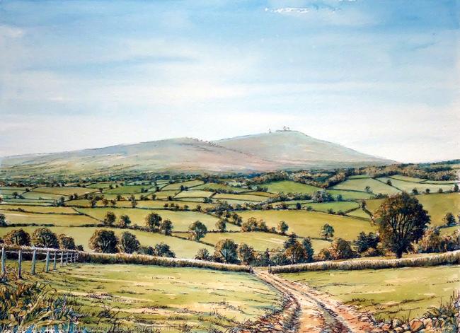 The Clee Hill from Neen Savage Nr Cleobury Mortimer Shropshire as a greeting card