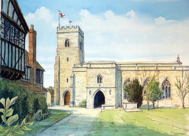 Holy Trinity Church Much Wenlock Shropshire as a greeting card.